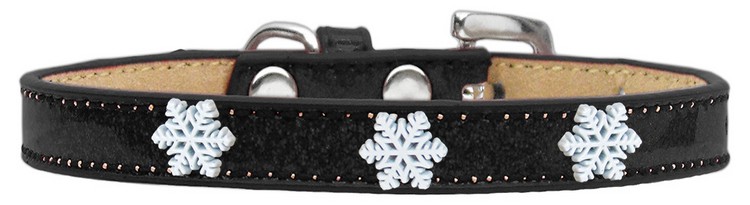 Snowflake Widget Dog Collar Black Ice Cream Size 12